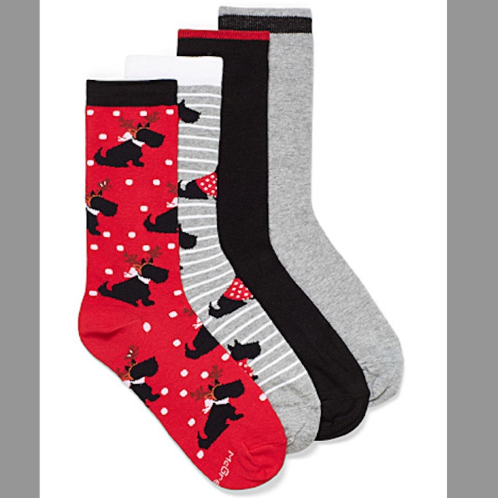 Lot of 4 McGregor festive Scottish terrier socks NWT